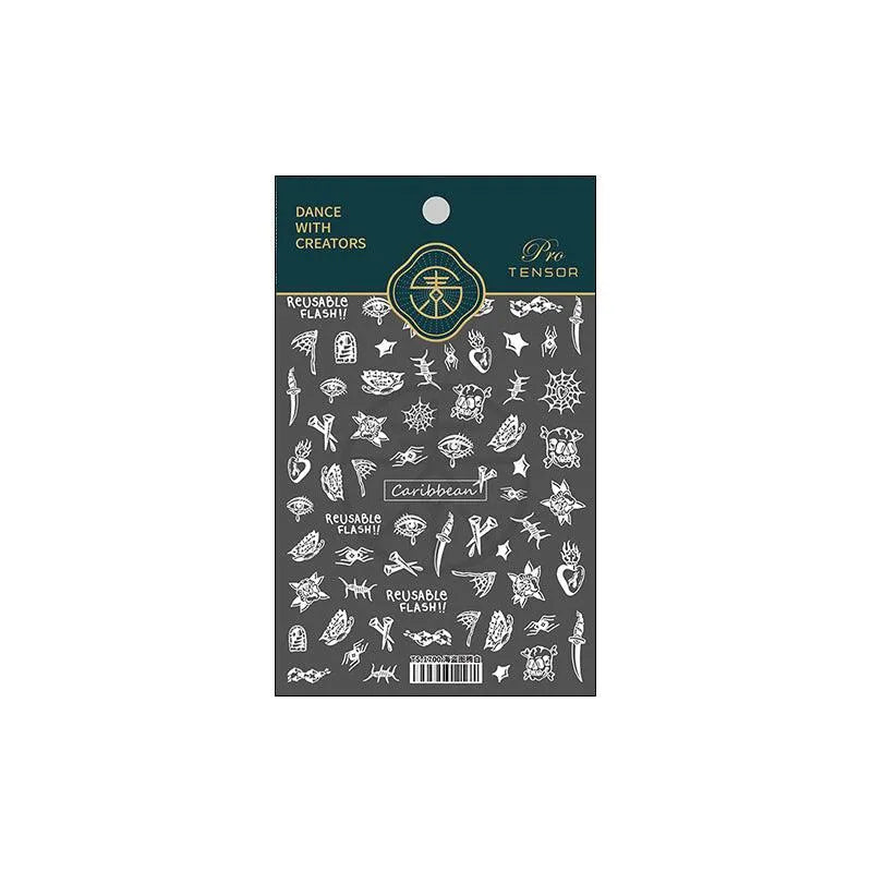 Black White Nail Art Stickers Adhesive Slider Pirate Totem Sticker Decals TS1700