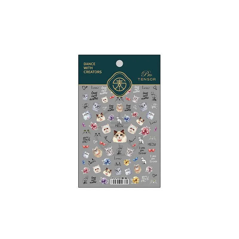 Cartoon Nail Art Stickers Adhesive Slider Lovely Cat Sticker Decals TS1770