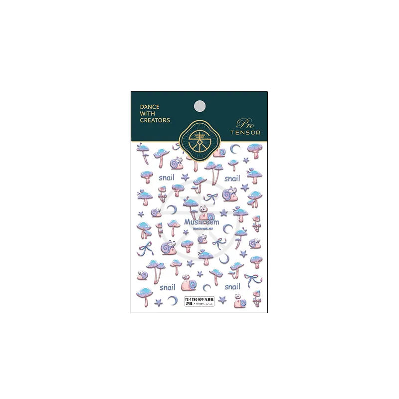 Cute 5D Mushroom Nail Stickers | Whimsical Fairy & Cottagecore Nail Art Decals TS1780 embossed