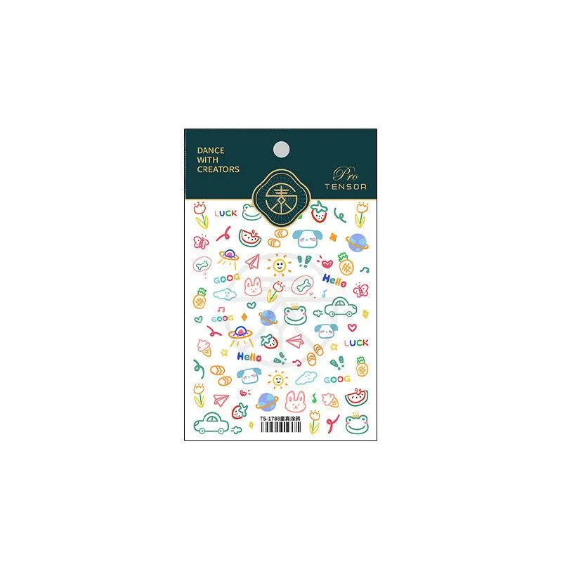 Colorful Graffiti Nail Art Stickers Adhesive Sticker Decals TS1788