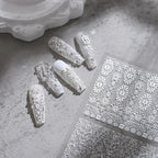 Lace Flower Nail Art Stickers Adhesive Embossed Vintage White Lace Sticker Decals TS1793 embossed