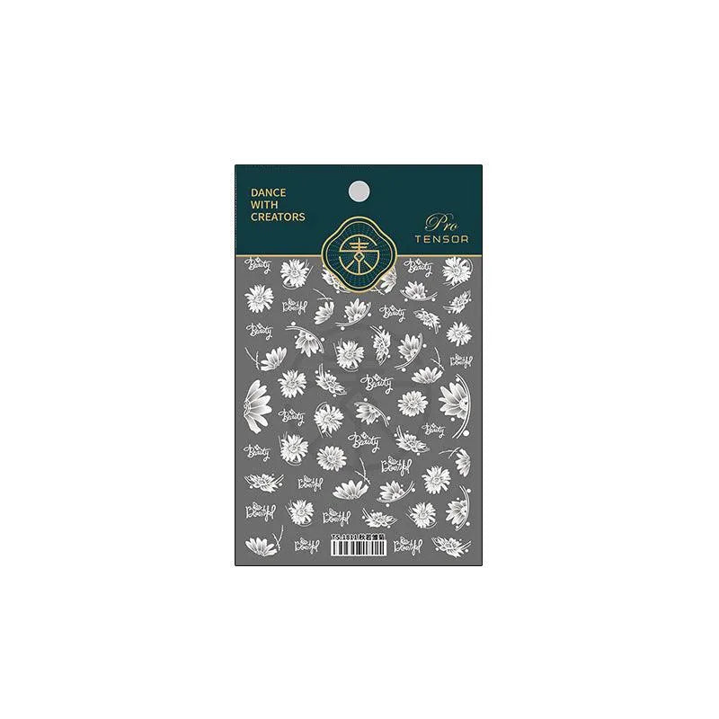 White Daisy Nail Art Stickers Adhesive Flower Sticker Decals TS1811