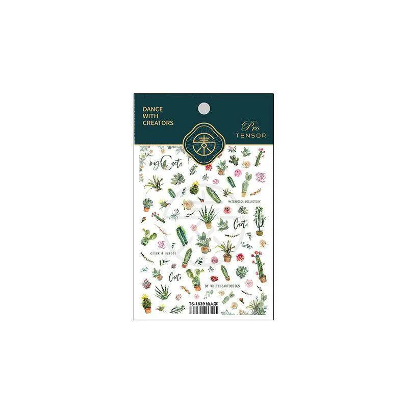 Cactus Nail Art Stickers Aloe Vera Leaf Adhesive Sticker Decals TS1839