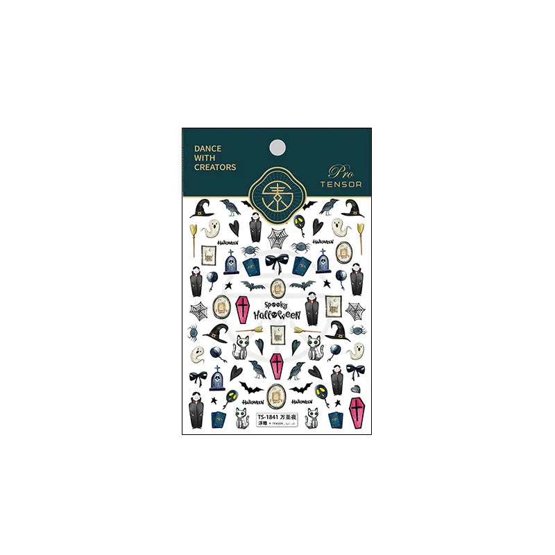 Goth Halloween Nail Stickers | Vampire Coffin Bat Nail Art Decals TS1841