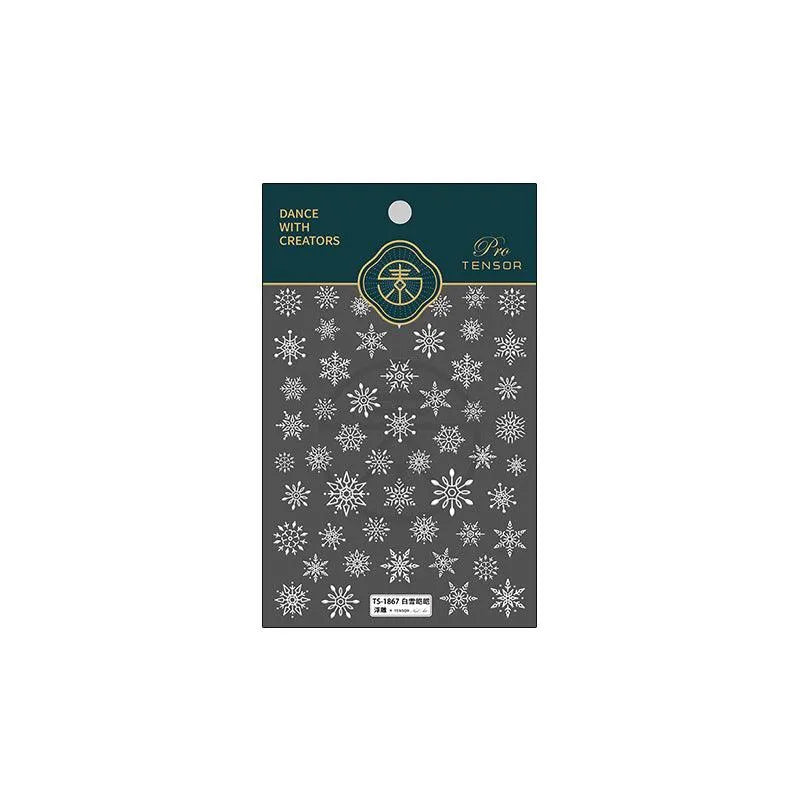Winter Snow Nail Art Stickers Adhesive Slider White Snowflake Sticker Decals TS1867 embossed