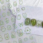 Cute Bear Nail Art Stickers Adhesive Slider Embossed Outline Bear Sticker Decals TS1875 embossed
