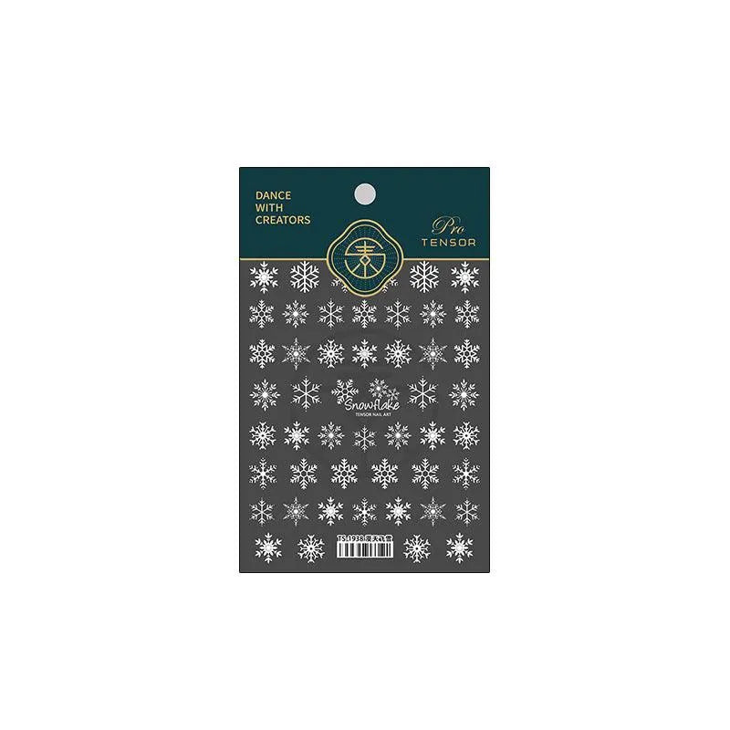 5D Snowflake Nail Stickers White Snowflakes Adhesive Sticker Nail Art Decals TS1938