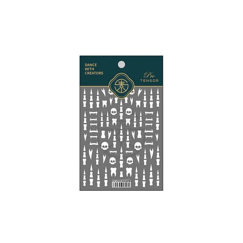 Halloween Nail Art Stickers Skull Teeth Design Adhesive Slider Sticker Decals TS1949