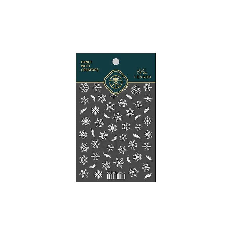 White Feather Nail Art Stickers 3D Snowflake Adhesive Slider Sticker Decals TS1954