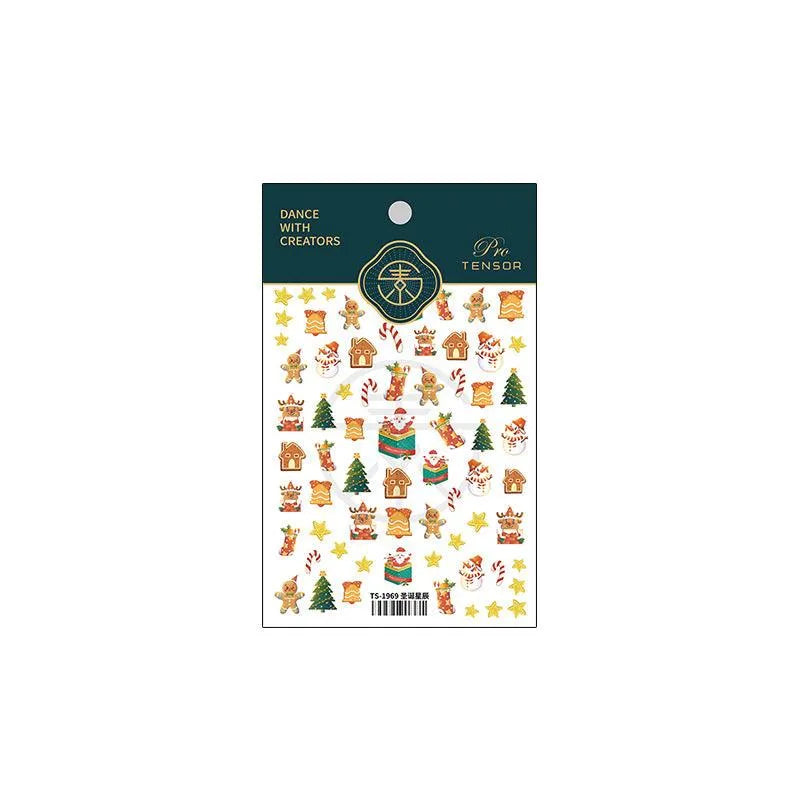 Christmas Nail Art Stickers Snowflake Snowman Adhesive Sticker Decals TS1969