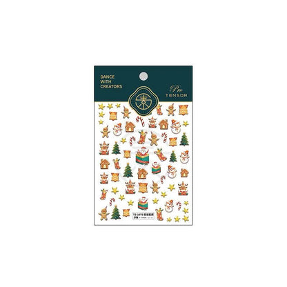 Christmas Nail Art Stickers Snowflake Snowman Adhesive Sticker Decals TS1970 embossed