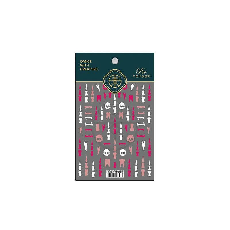 Skull Nail Art Stickers Adhesive Slider Skull Teeth Sticker Decals For Halloween TS1972