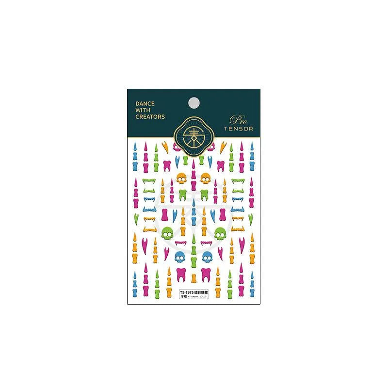 Skull Nail Art Stickers Adhesive Slider Skull Teeth Sticker Decals For Halloween TS1975 embossed