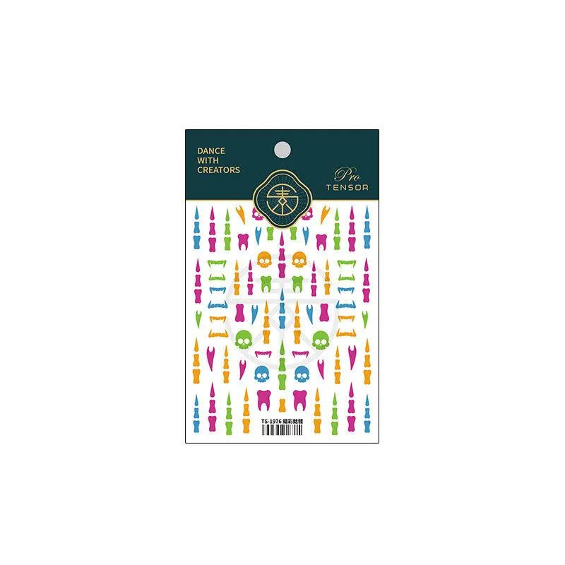 Skull Nail Art Stickers Adhesive Slider Skull Teeth Sticker Decals For Halloween TS1976