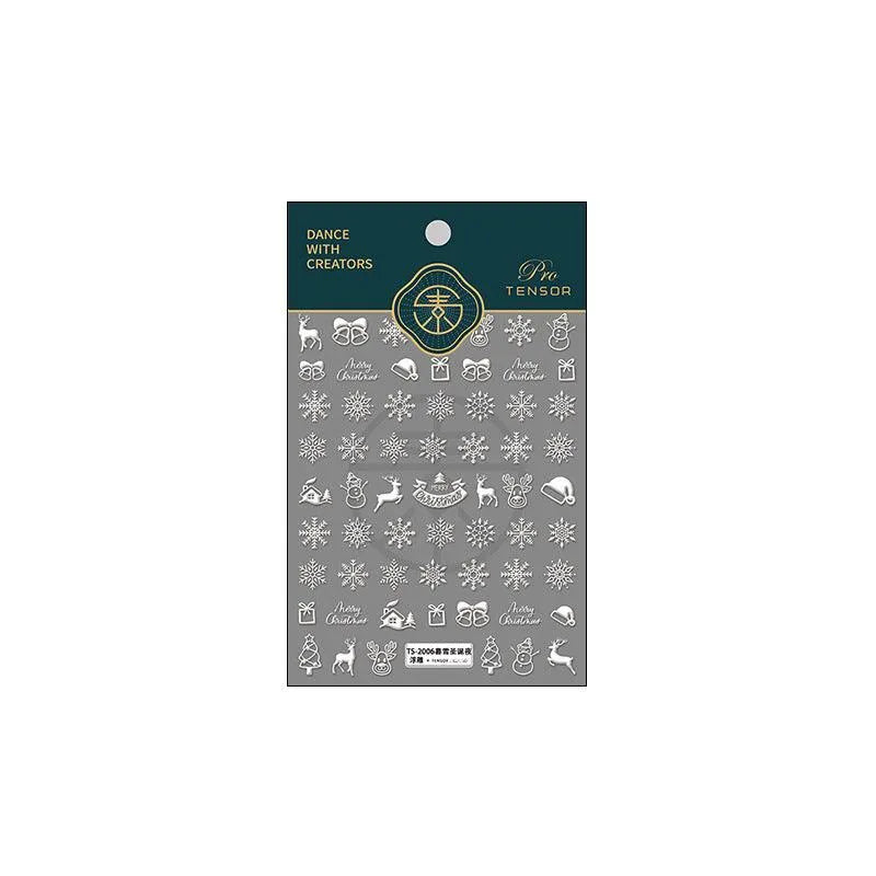 Snowflake Nail Art Stickers Christmas Snowflake Adhesive Embossed Sticker Decals TS2006 embossed