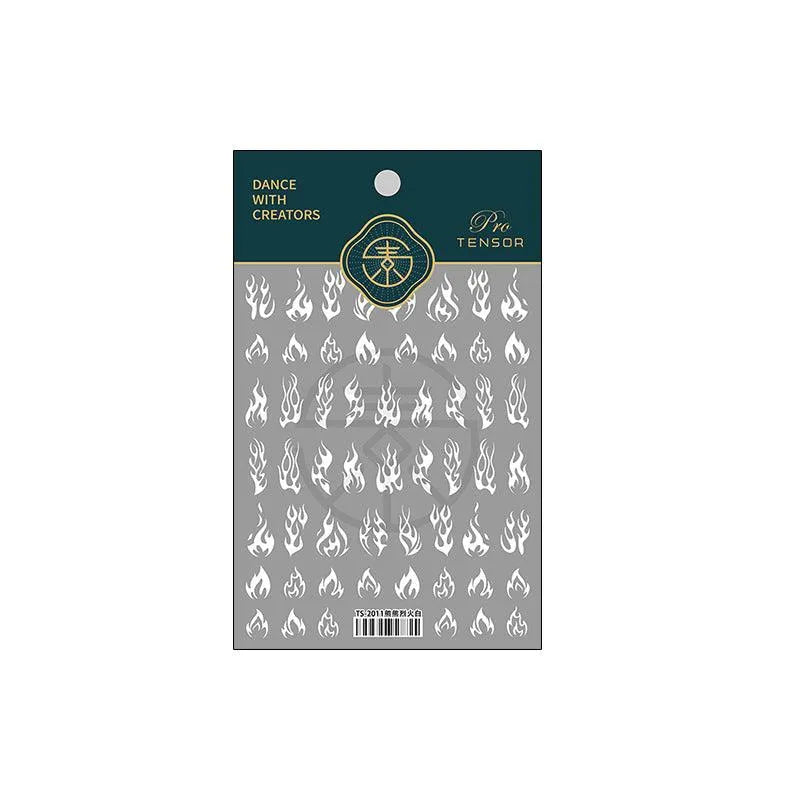 Black White Fire Design Nail Art Stickers Adhesive Slider Fire Sticker Decals TS2011