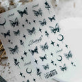 Nail Art Stickers Adhesive Slider Black Butterfly Rose Sticker Decals TS2017