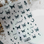 Nail Art Stickers Adhesive Slider Black Butterfly Rose Sticker Decals TS2017