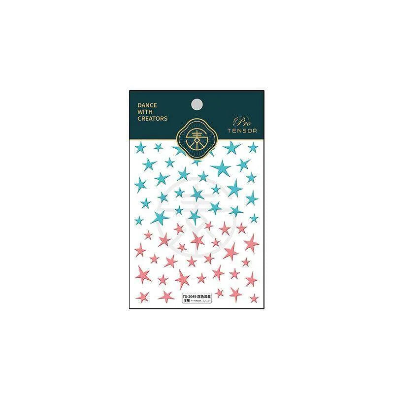 Pop Art Stars Nail Art Stickers Adhesive Slider Embossed Star Sticker Decals TS2049 embossed