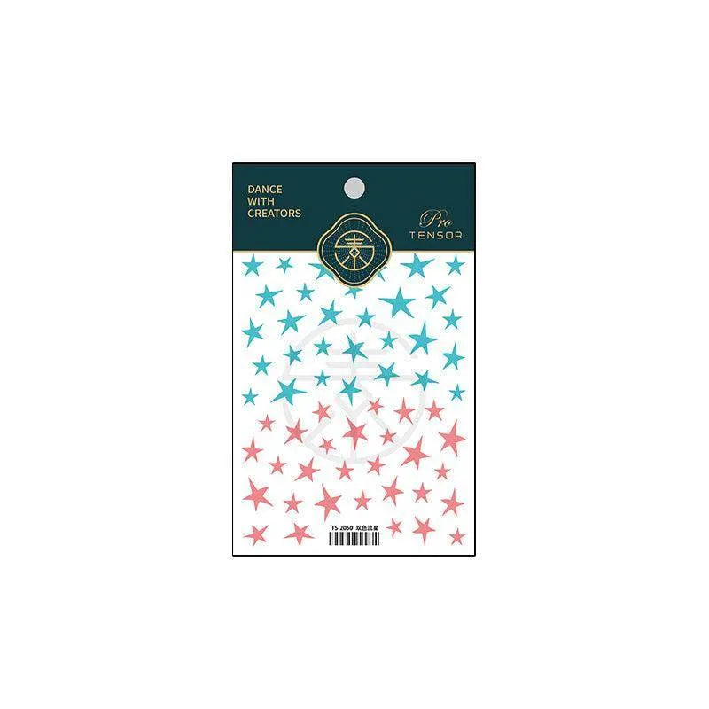 Pop Art Stars Nail Art Stickers Adhesive Slider Embossed Star Sticker Decals TS2050