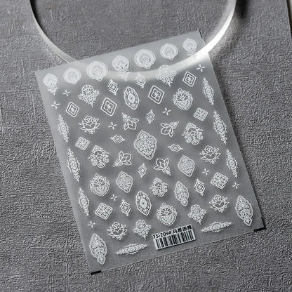 Nail Art Stickers Adhesive Slider White Totem Sticker Decals TS2094