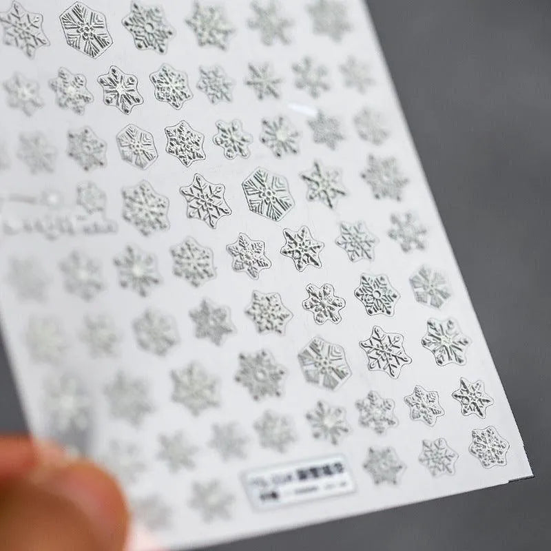 Winter Snowflake Nail Art Stickers 3D Snowflakes Adhesive Sticker Decals TS214 embossed