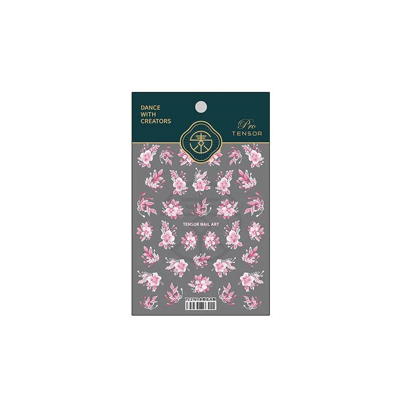 Pink Floral Nail Art Stickers Flower Leaf Adhesive Sticker Decals TS2161