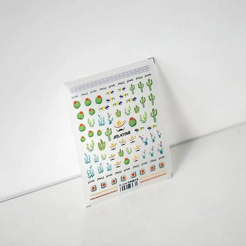 Cactus Nail Art Stickers Adhesive Slider Cacti Plant Sticker Decals TS2184