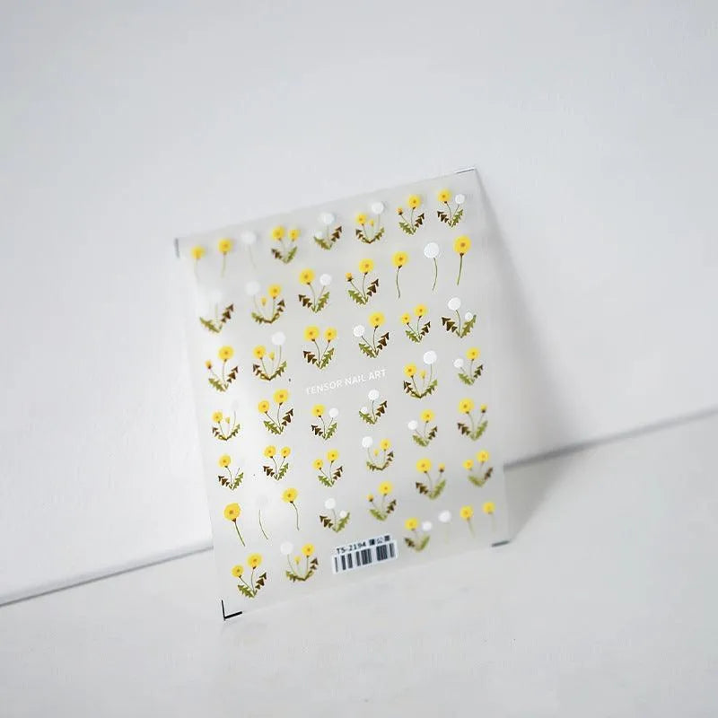 Flower Nail Art Stickers Adhesive Slider Embossed Dandelion Sticker Decals TS2194