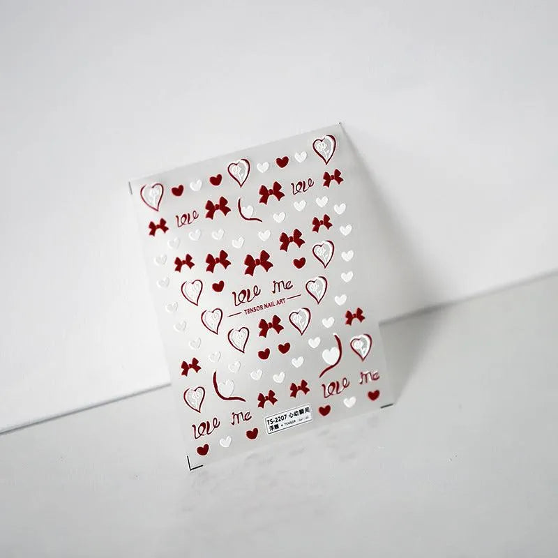 5D Love Nail Art Stickers Adhesive Sliders Love Heart Bow Sticker Decals For Valentine's Day TS2207 embossed