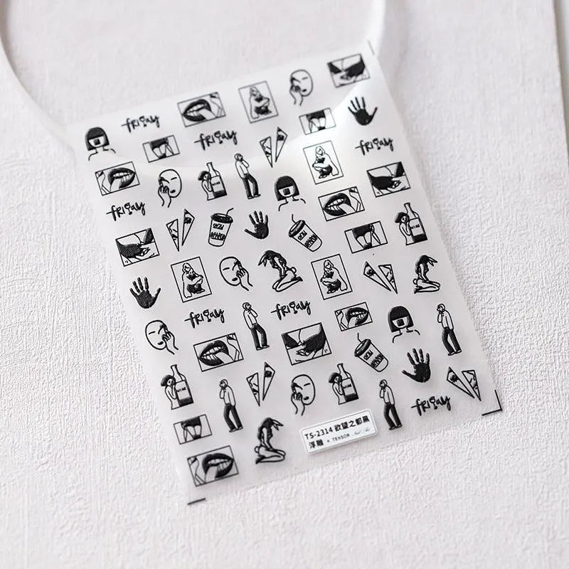 Nail Art Stickers Adhesive Slider Embossed Sexy Lady Design Sticker Decals TS2314 embossed