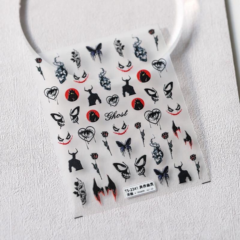 Halloween Nail Art Stickers Adhesive Slider Ghost Sticker Decals TS2341 embossed