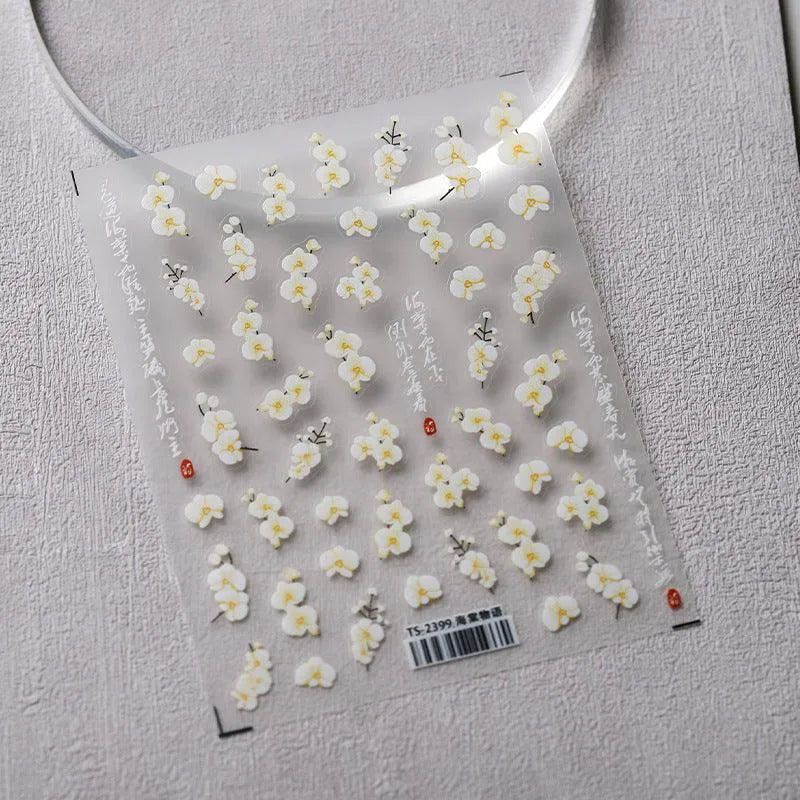 Begonia Flower Nail Art Stickers Adhesive Slider Floral Sticker Decals TS2399