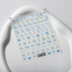 Blue Heart Bow Nail Art Stickers Adhesive Slider Flowers Sticker Decals TS2405