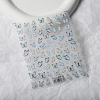 5D Embossed Blue Butterfly Nail Art Stickers Adhesive Sliders Sticker Realistic Fairy Nail Decals TS2542