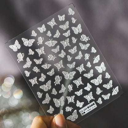 Butterfly Nail Art Stickers Butterfly Wings 3D Adhesive Sticker Decals TS254 embossed
