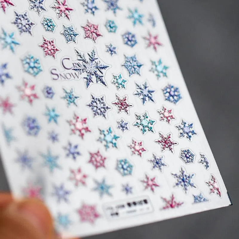 Winter Snowflake Nail Art Stickers 3D Snowflakes Adhesive Sticker Decals TS258 embossed