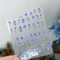 Elegant 5D Iris Flower Nail Stickers Artistic Purple Floral Sticker Decals TS2666 embossed