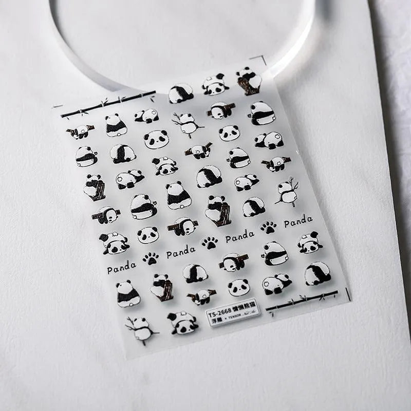 Panda Nail Art Stickers Adhesive Sticker Decals TS2668 embossed