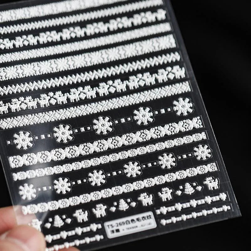 Christmas Snowflake Nail Art Stickers Winter Snowflakes Adhesive Sticker Decals TS269 embossed