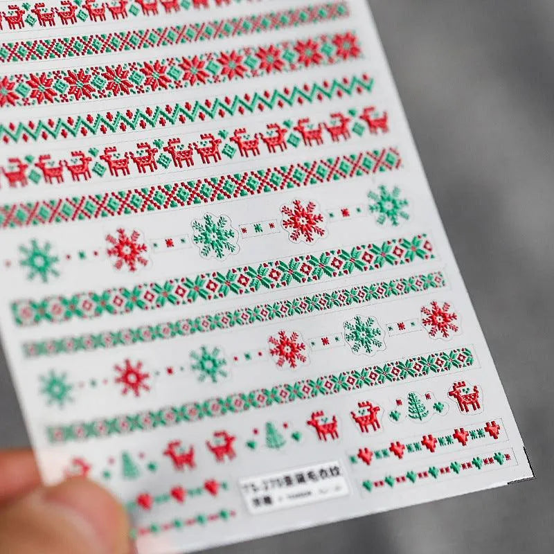 Christmas Snowflake Nail Art Stickers Winter Snowflakes Adhesive Sticker Decals TS270 embossed
