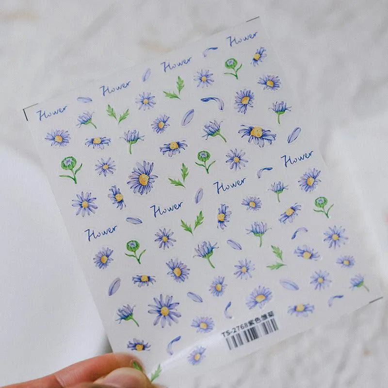 Purple Daisy Nail Art Stickers Daisy Flower Adhesive Sticker Decals TS2768