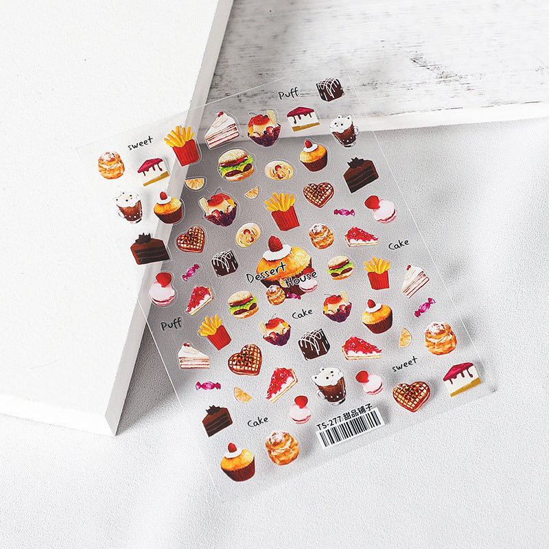 Desserts Cake Design Nail Art Stickers Cookies Adhesive Sticker Decals