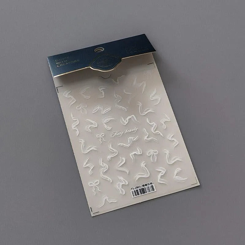 Black White Nail Art Stickers Adhesive Slider Ribbon Sticker Decals TS2805