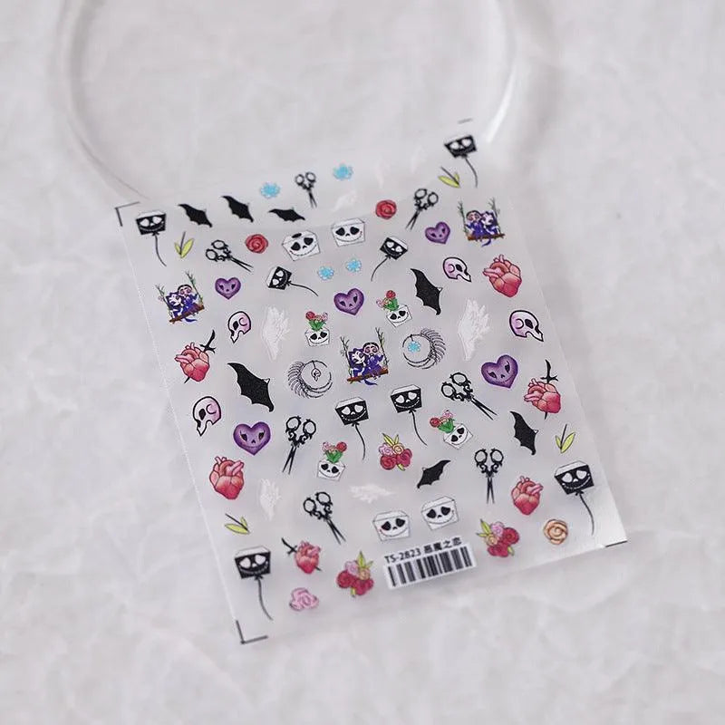 Skull Nail Art Stickers Slider Devil Adhesive Sticker Decals TS2823