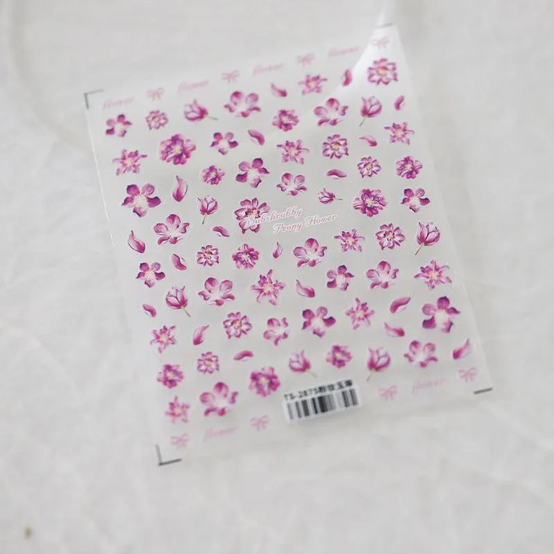 Elegant 5D Pink Cherry Blossom Nail Stickers | Romantic Spring Floral Nail Art Decals TS2875