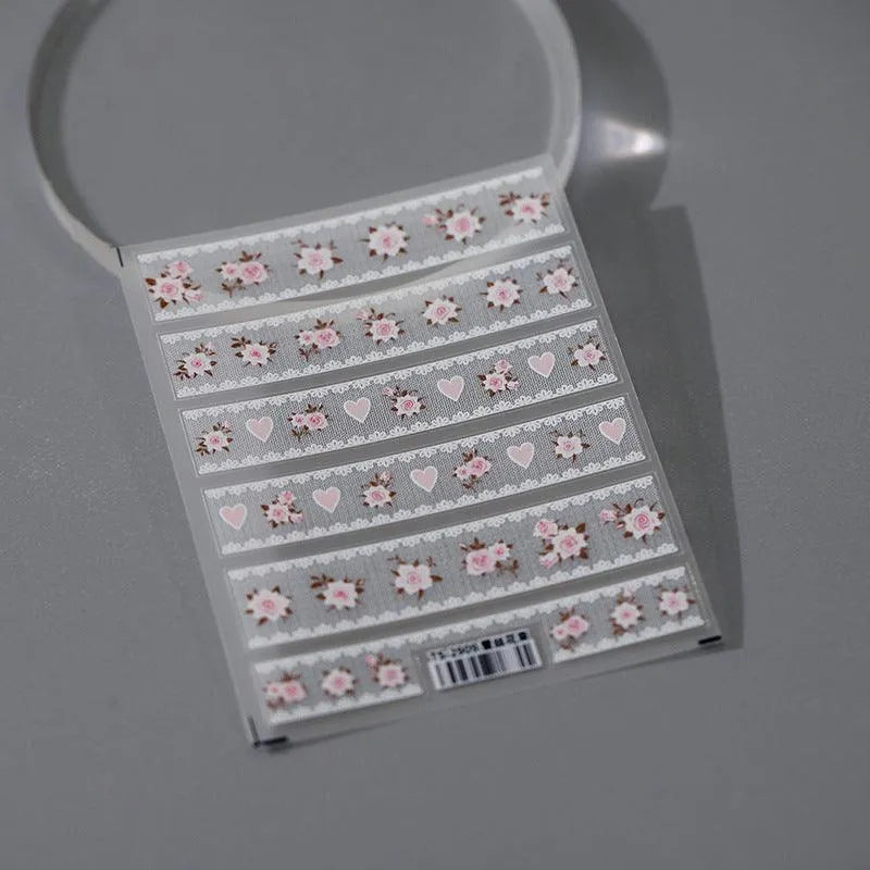 Lace Flower Nail Art Stickers Lace Bouquet Adhesive Sticker Decals TS2909