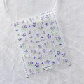 Violets Nail Art Stickers 3D Adhesive Sliders Gillyflower Sticker Decals TS2954 embossed