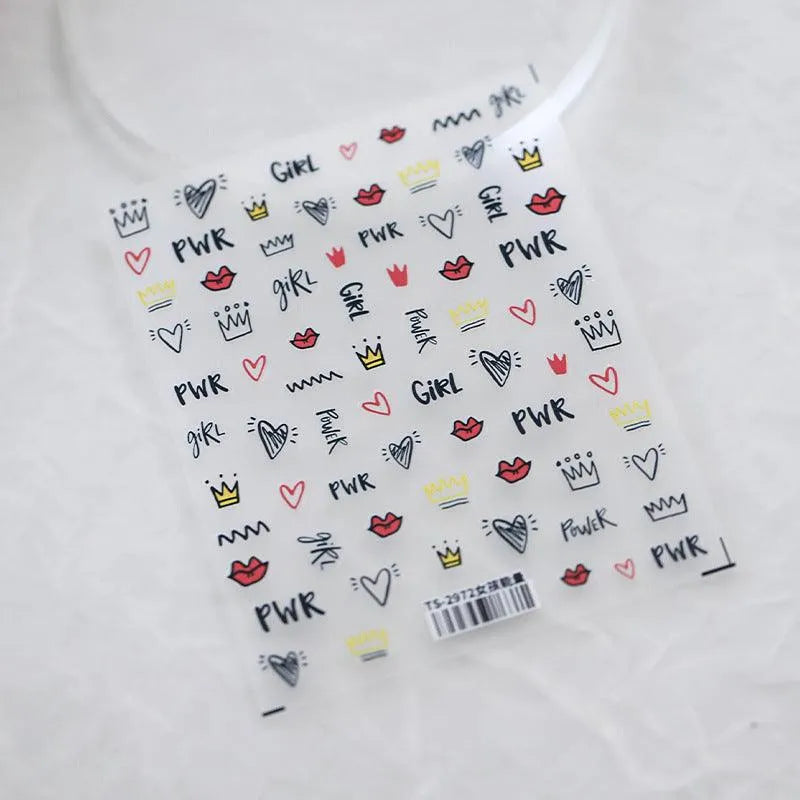 Nail Art Stickers Adhesive Slider Love Heart Sticker Decals TS2972