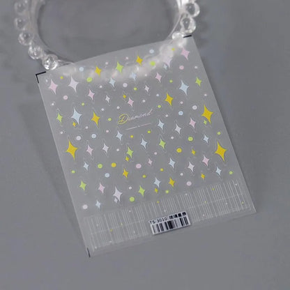 Cross Star Nail Art Stickers Adhesive Sliders Colorful Stars Embossed Sticker Decals TS3010